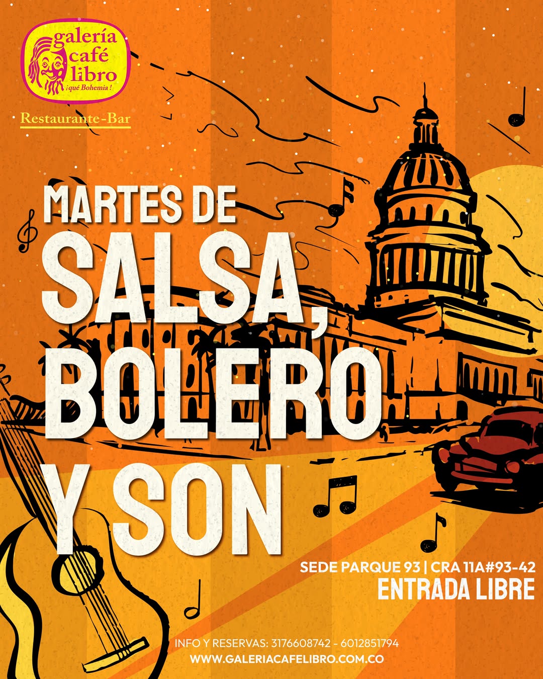 Programación Eventos - Galería Café Libro Martes de Salsa, Bolero y Son