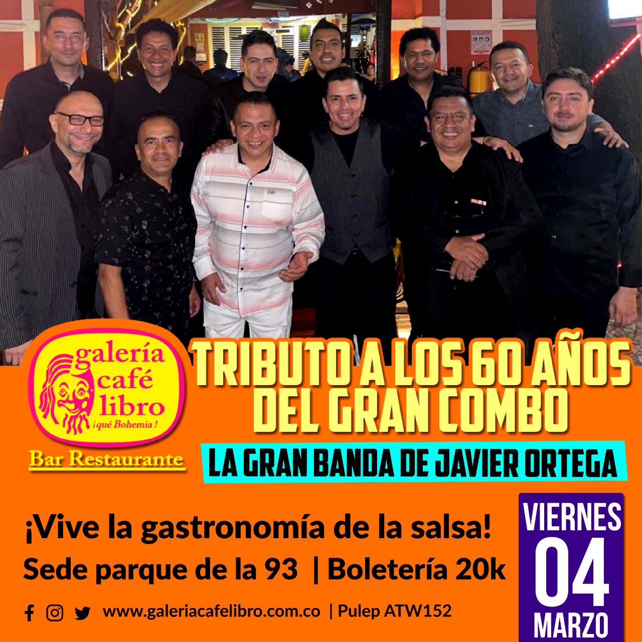 Imagen promoción Tributo a los años 60 del Gran Combo La gran Banda de Javier Ortega