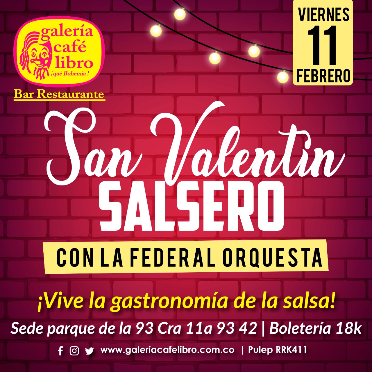 Imagen promoción San Valentín Salsero con La Federal Orquesta