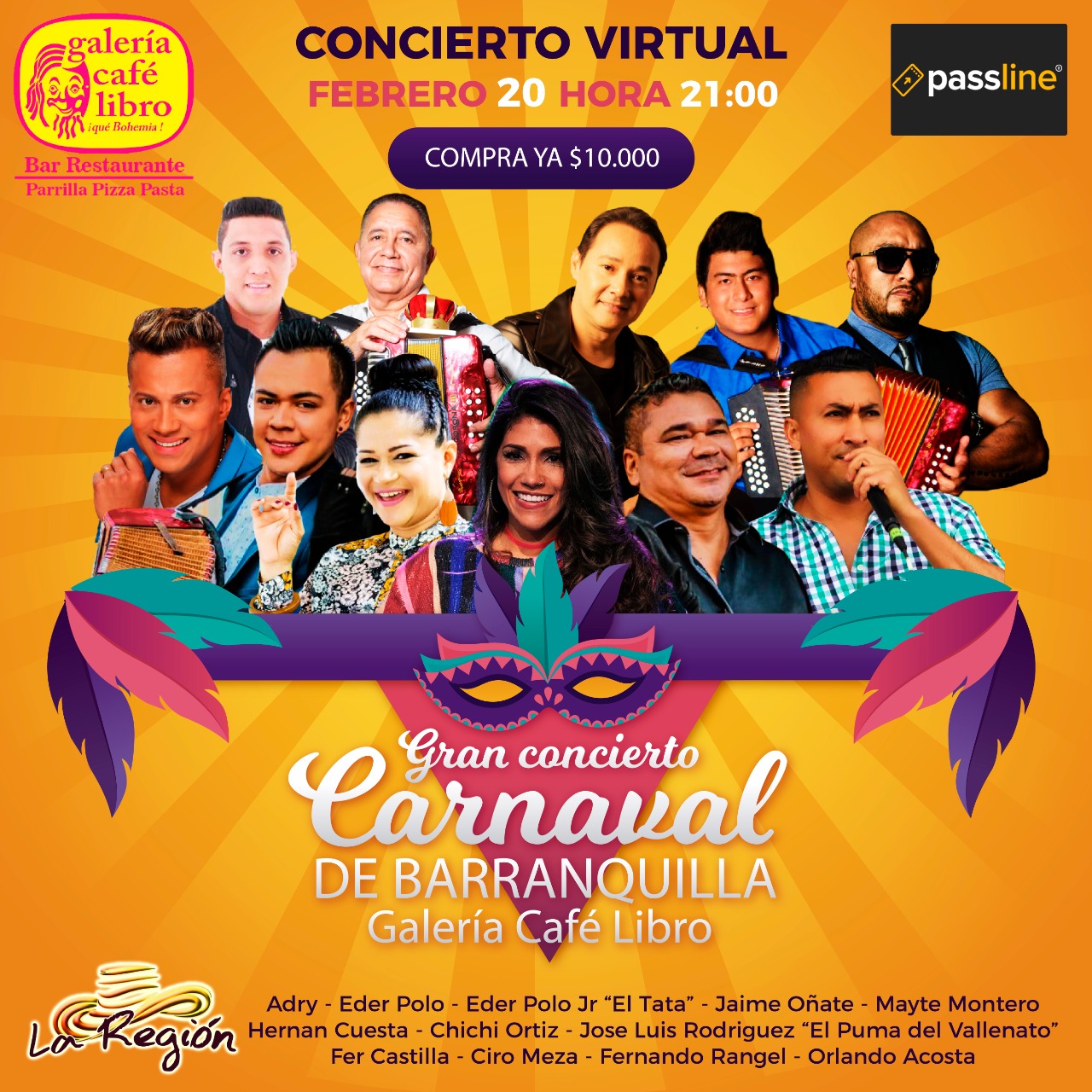 Imagen promoción Gran concierto carnaval de Barranquilla Galeria Cafe Libro