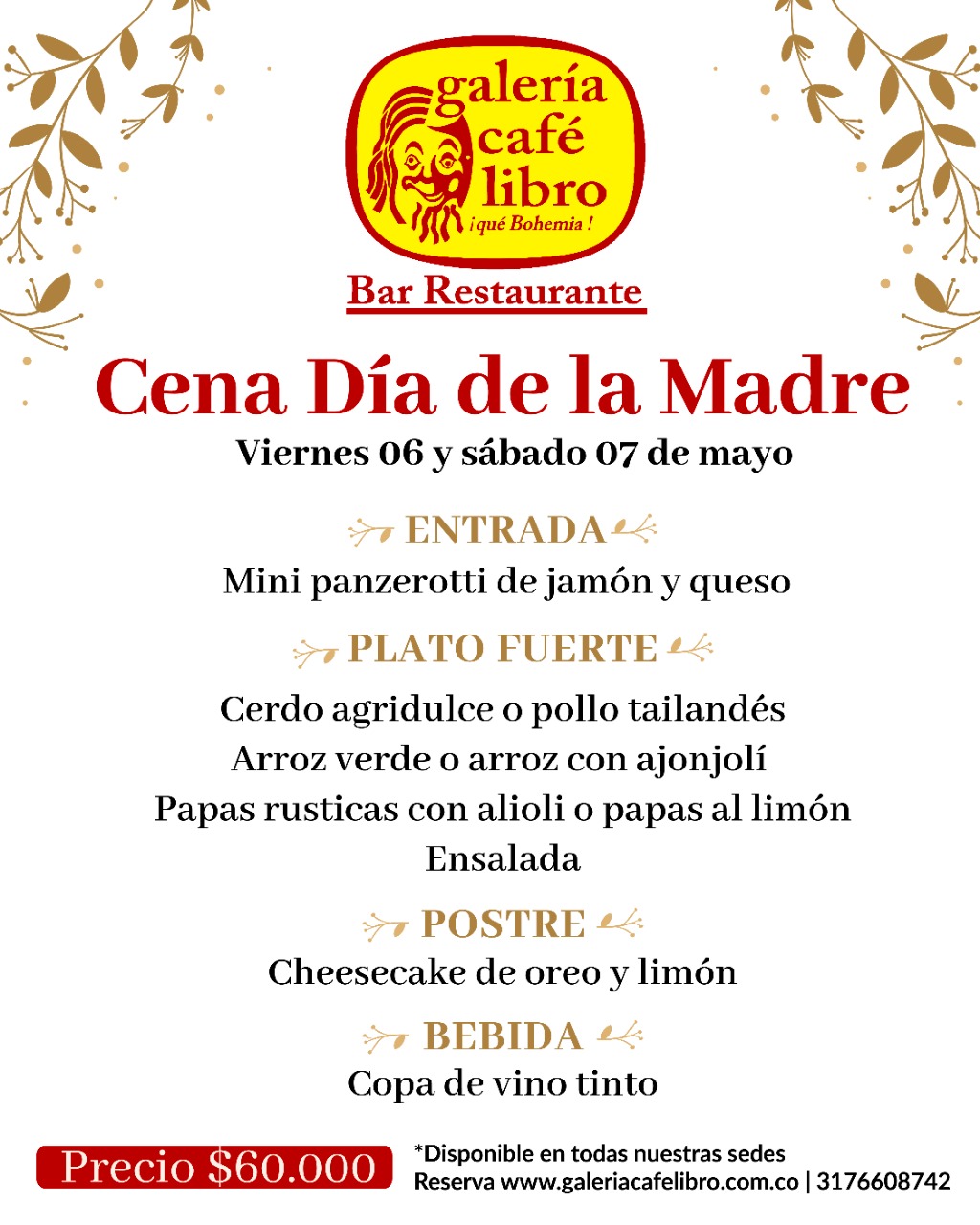 Imagen promoción CENA CEREBRACIÓN DIA DE LA MADRE