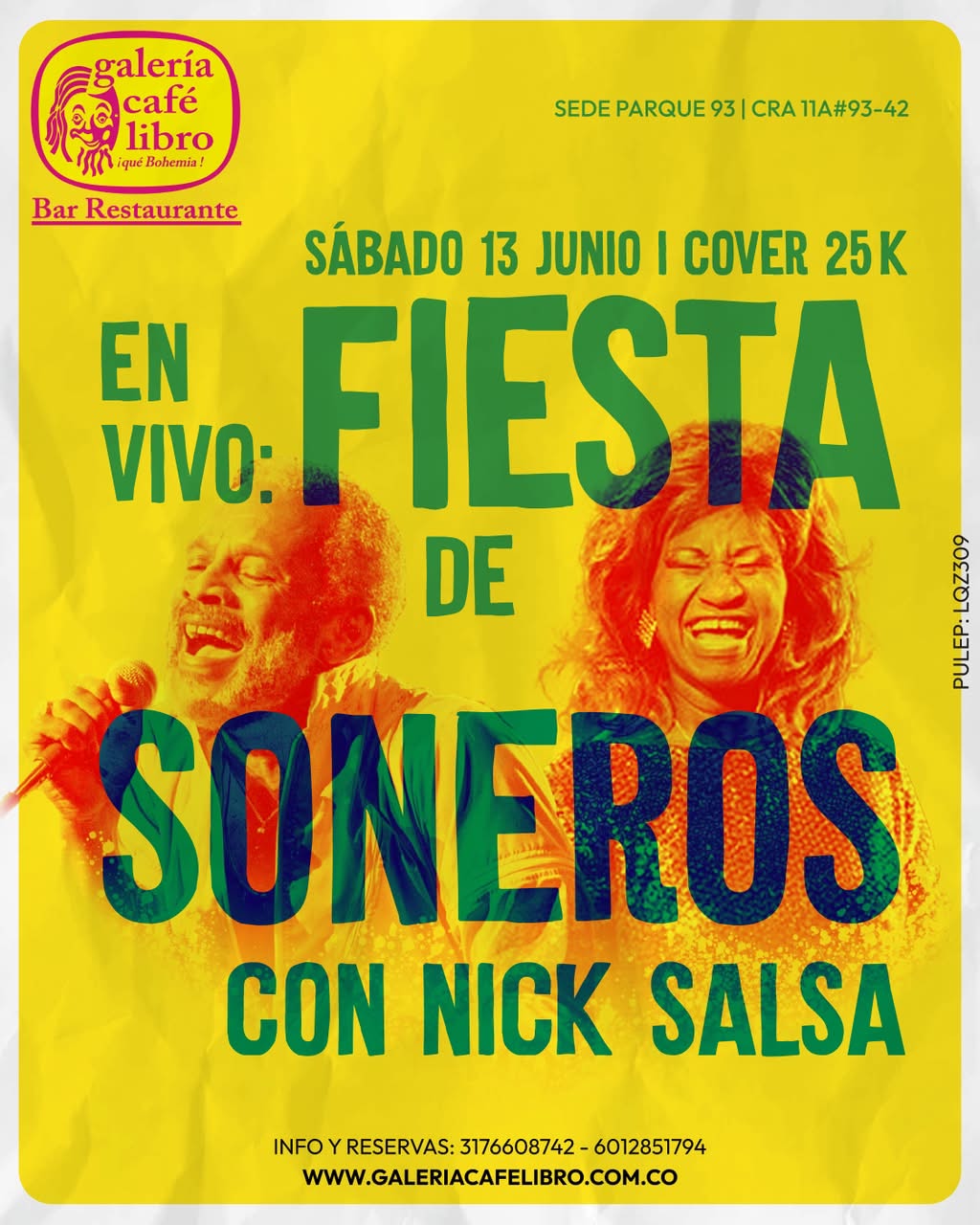 Evento - Galería Café Libro - Programación Fiesta de Soneros con Nick Salsa