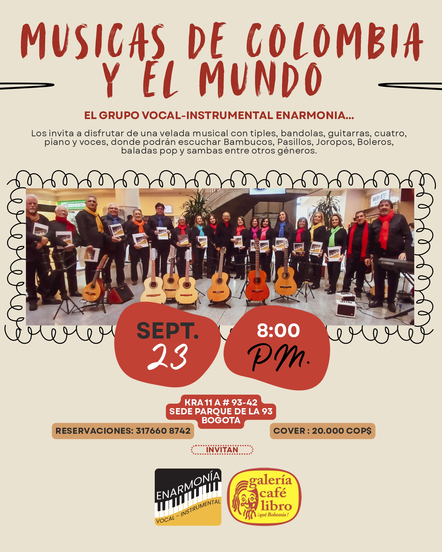 Evento - Galería Café Libro - Programación En Armonía Musicas de Colombia y el mundo