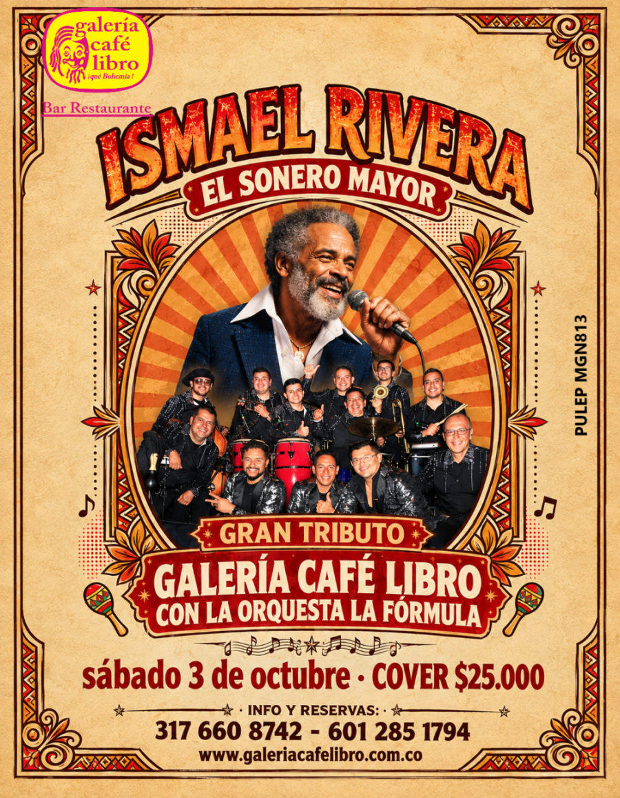 Evento - Galería Café Libro - Programación Salsa y tributo a Ismael Rivera el sonero mayor con la Orquesta La Formula