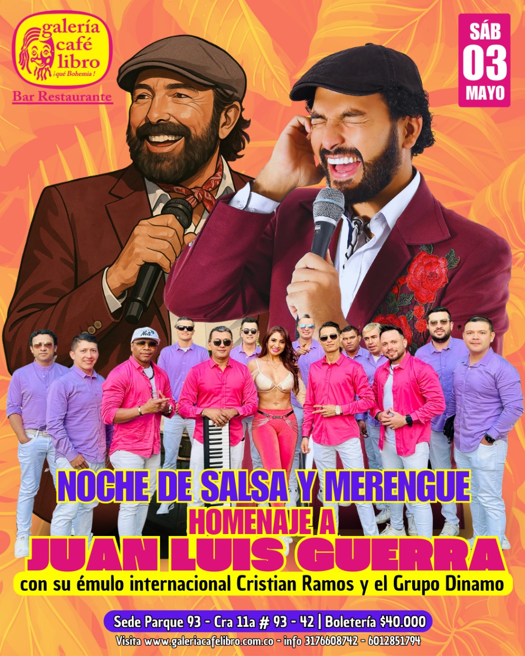 Imagen promoción Noche de Salsa y Merengue Homenaje a Juan Luis Guerra con su émulo internacional Cristian Ramos y el grupo Dinamo 