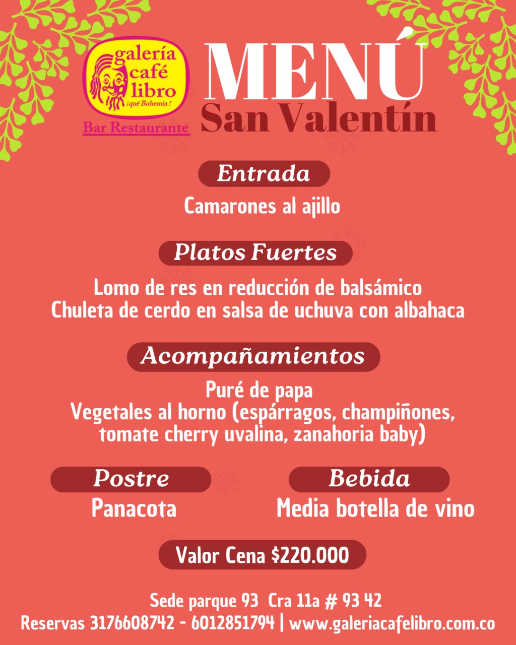 Imagen promoción Cena San Valentín para dos