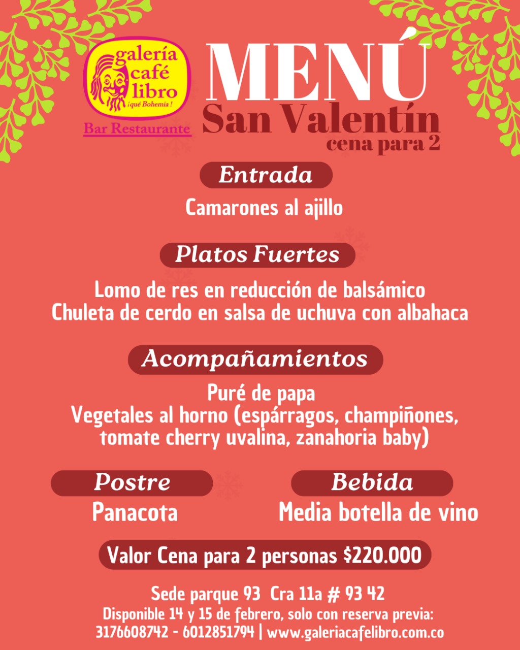Imagen promoción CENA DE SAN VALENTIN - 14 Y 15 DE FEBRERO SEDE 93