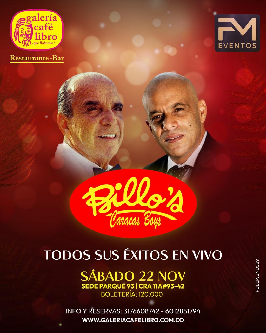 Evento - Galería Café Libro - Programación Billo’s Caracas Boys