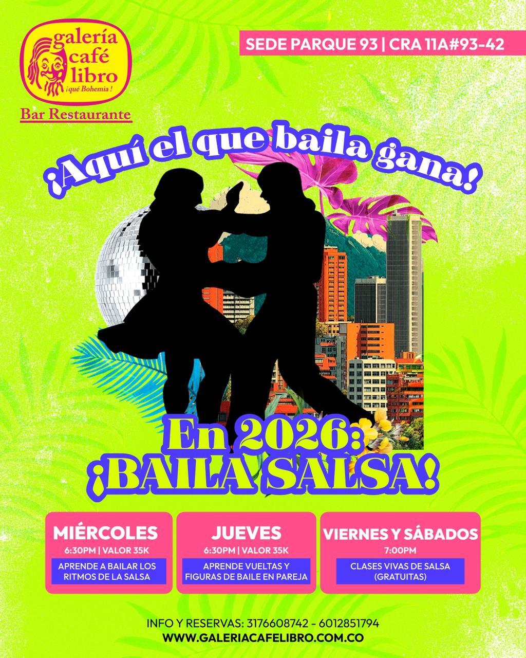 Evento - Galería Café Libro - Programación Clases de salsa miércoles y jueves