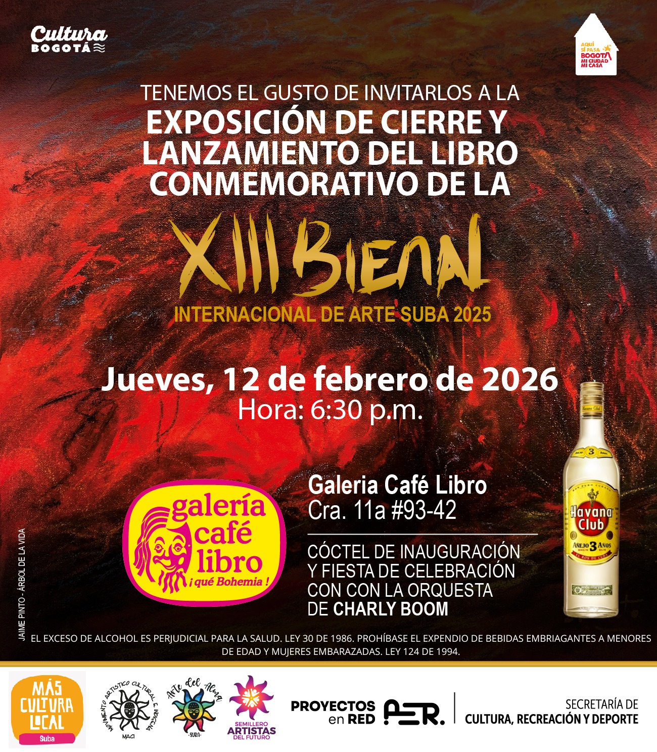 Imagen promoción Exposición de cierre y lanzamiento del libro conmemorativo de la XIII  bienal internacional de arte de suba 2025