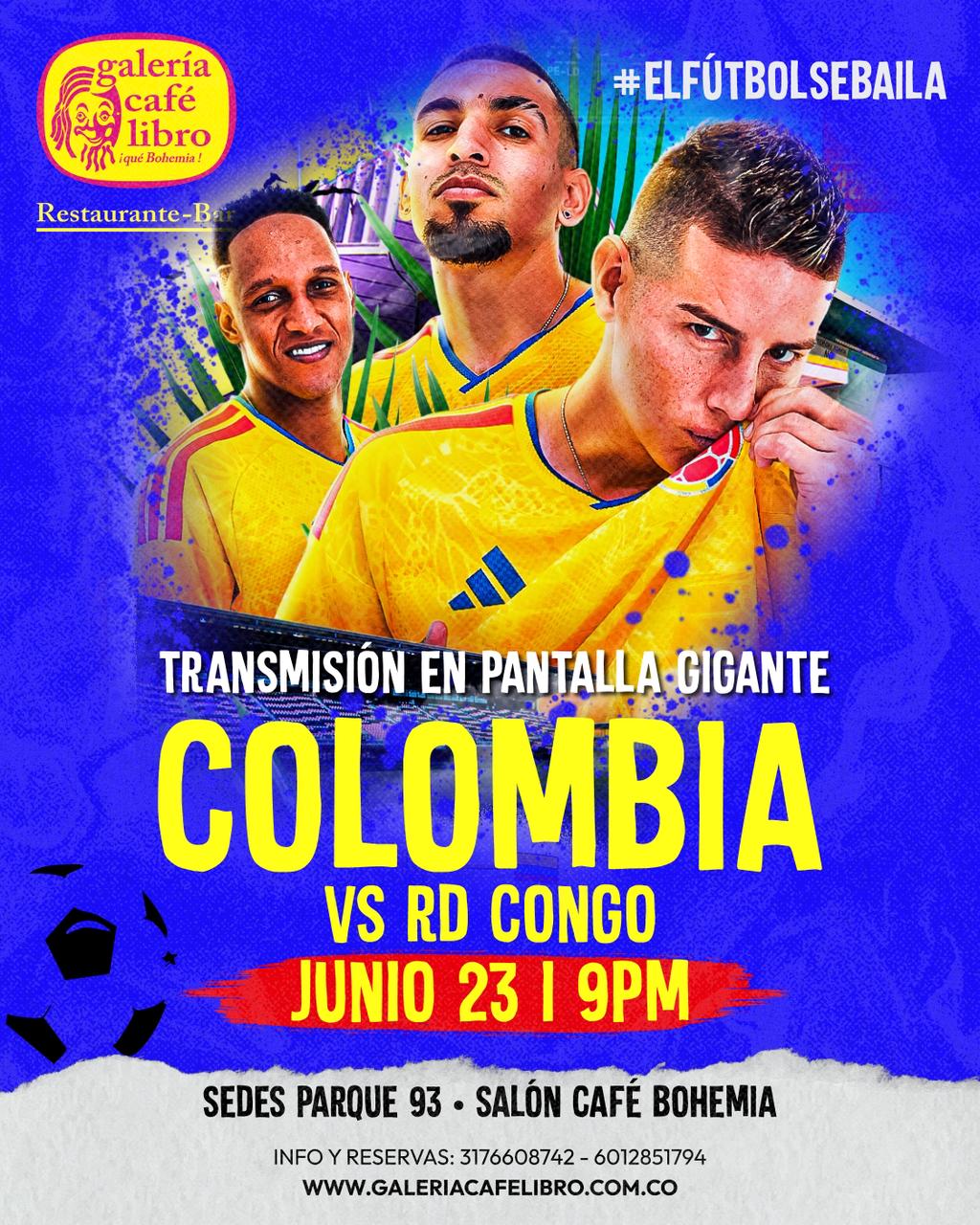 Evento - Galería Café Libro - Programación El Futbol se baila "Colombia VS RD Congo"