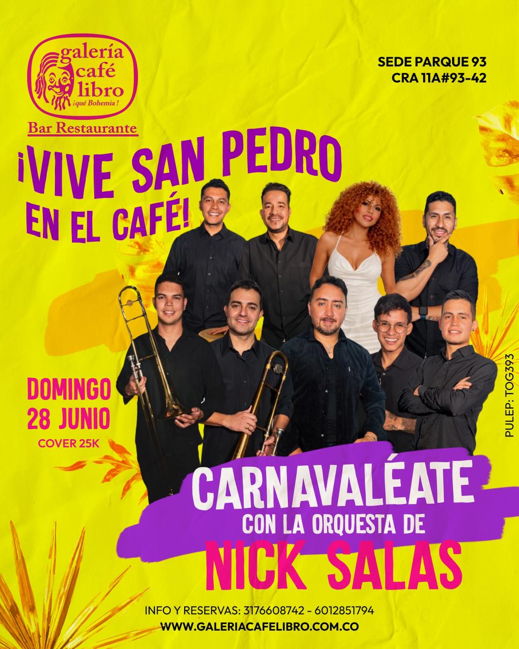 Evento - Galería Café Libro - Programación Carnavaleate con la Orquesta de Nick Salas