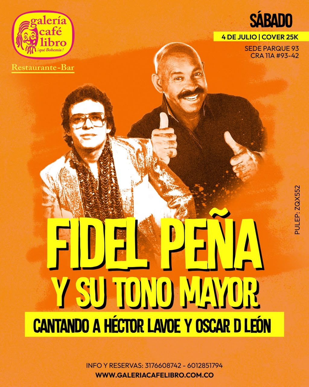 Evento - Galería Café Libro - Programación Fidel Peña y su Tono Mayor