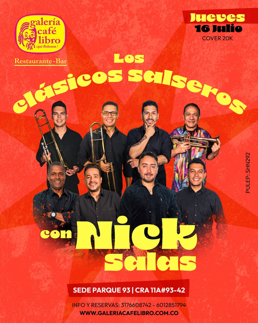 Evento - Galería Café Libro - Programación Los Clasicos Salseros con Nick Salas Orquesta