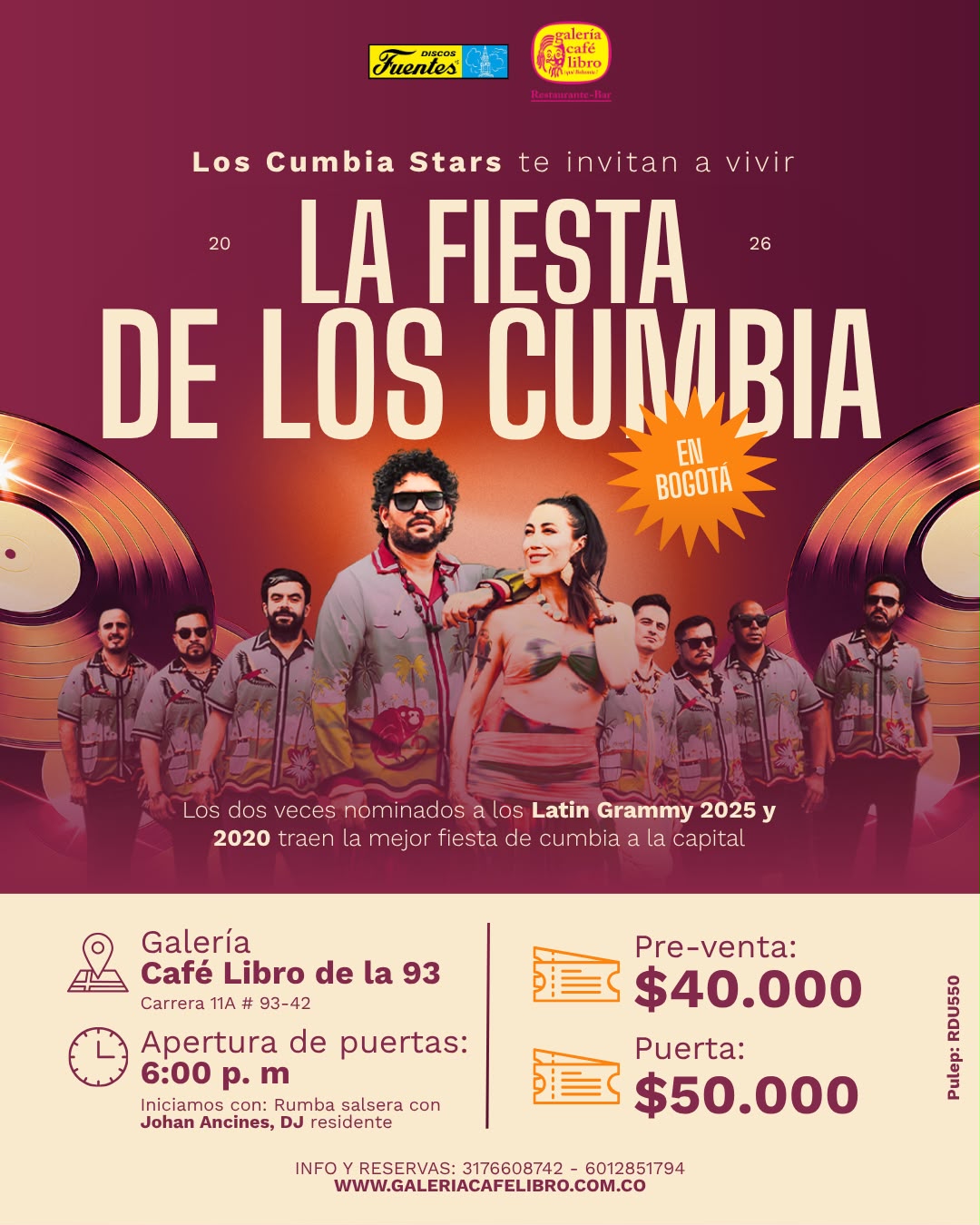 Evento - Galería Café Libro - Programación Los Cumbia Stars te invitan a vivir: La Fiesta de Los Cumbia