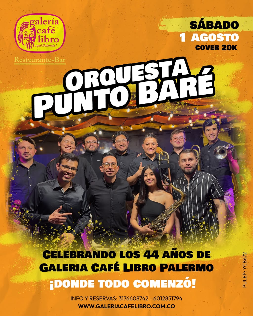 Evento - Galería Café Libro - Programación Celebrando los 44 años Galería Café Libro con Punto Baré Orquesta