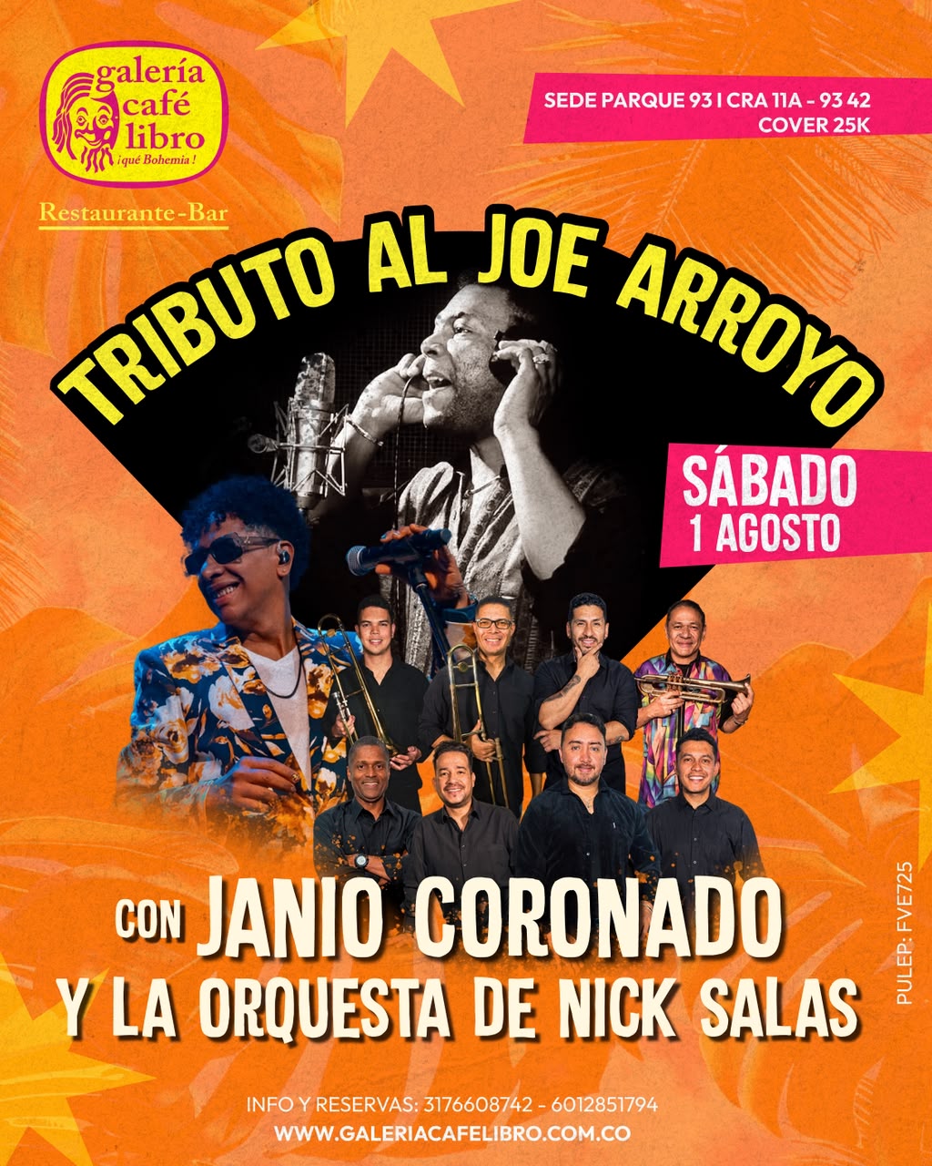 Programación Eventos - Galería Café Libro Tributo al Joe Arroyo  con Nick Salas Orquesta