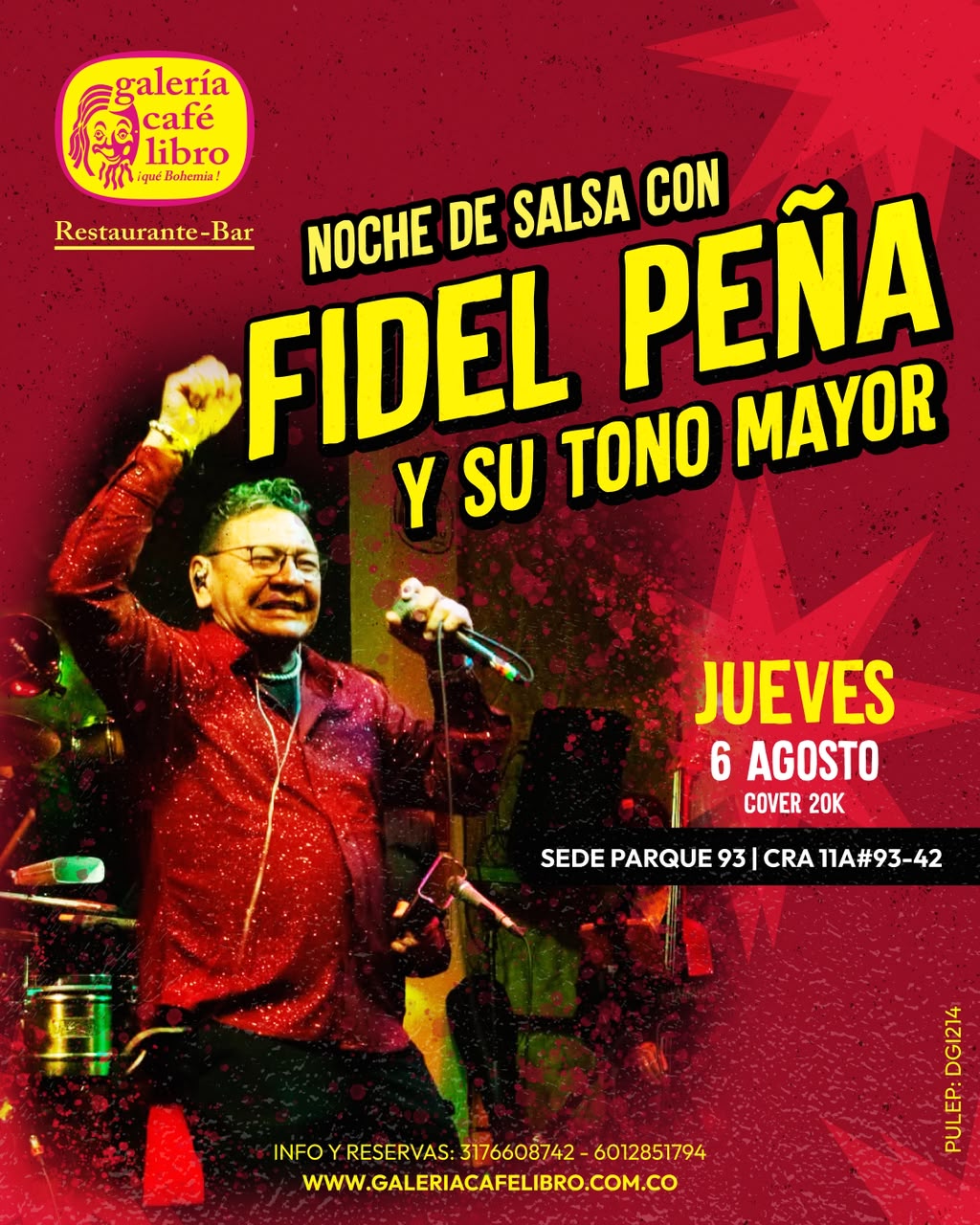 Evento - Galería Café Libro - Programación Noche de salsa con Fidel Peña y su Tono Mayor