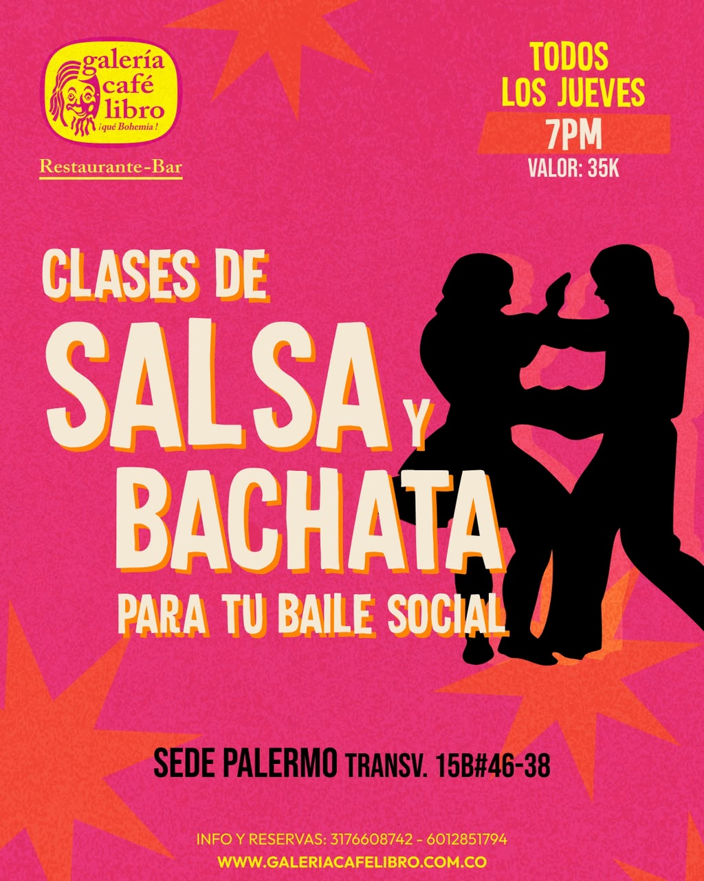 Evento - Galería Café Libro - Programación Clases de Salsa y Bachata para tu baile social