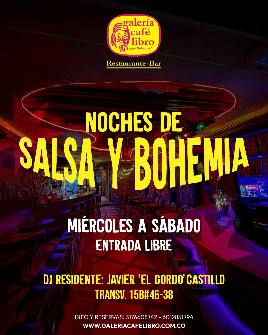Evento - Galería Café Libro - Programación Noches de Salsa y Bohemia