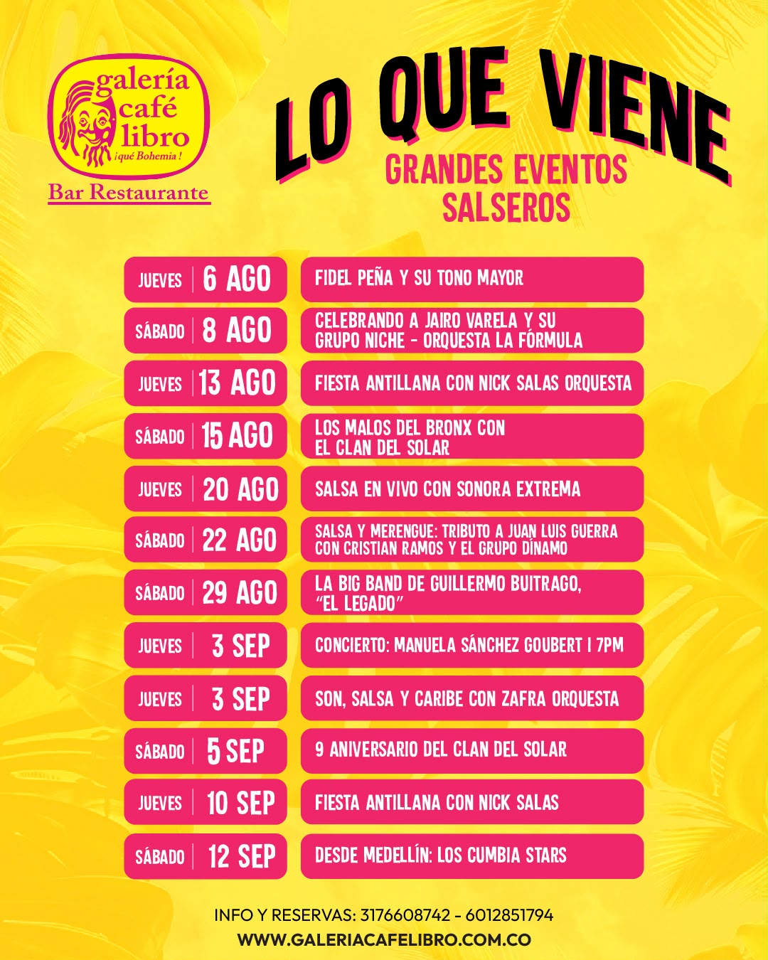 Noticias - Galería Café Libro Lo que viene.. Grandes eventos salseros