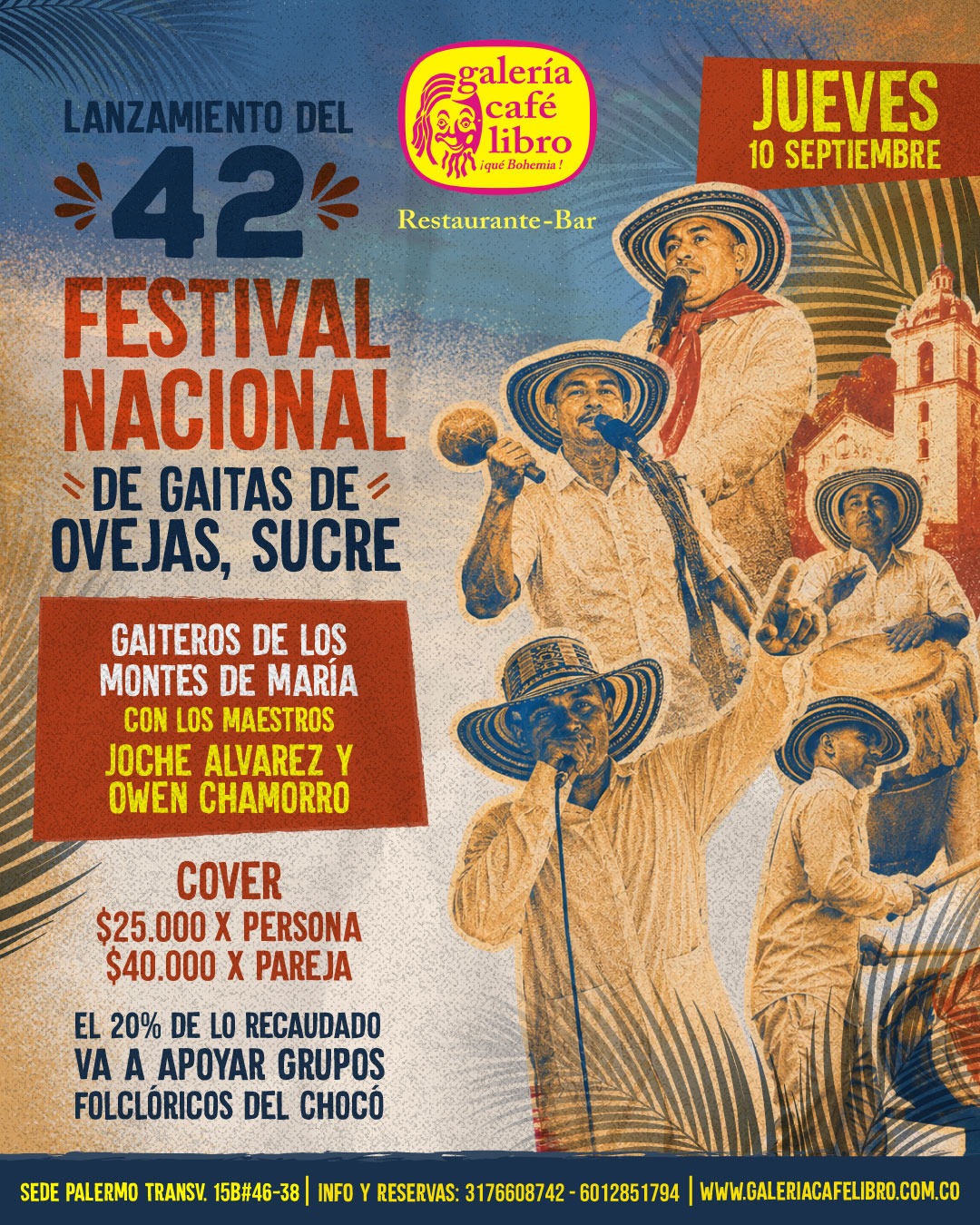 Evento - Galería Café Libro - Programación Lanzamiento del 42 Festival Nacional de Gaitas de Ovejas Sucre