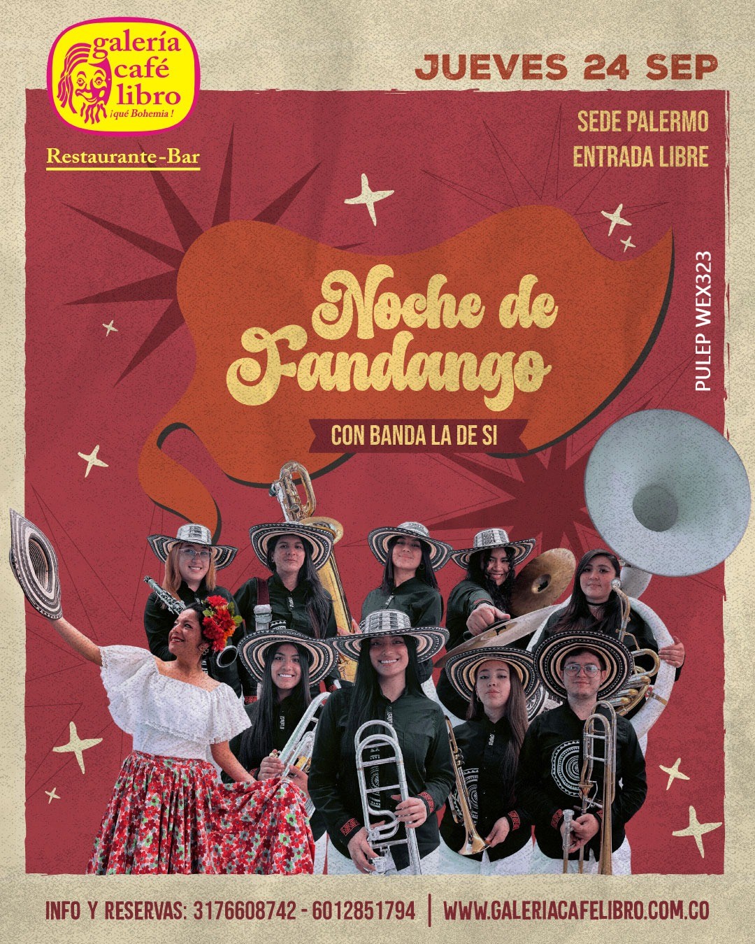 Evento - Galería Café Libro - Programación Noche de fandango con Banda La de Si