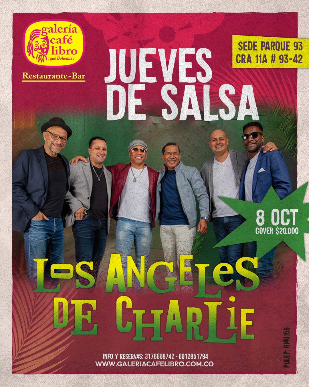 Evento - Galería Café Libro - Programación Jueves de salsa con Los Angeles de Charlie
